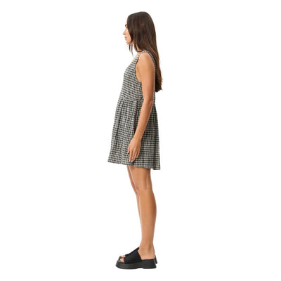 Afends Womens Asta Jesse Hemp Seersucker Mini Dress - Steel Check