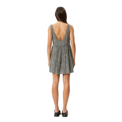 Afends Womens Asta Jesse Hemp Seersucker Mini Dress - Steel Check