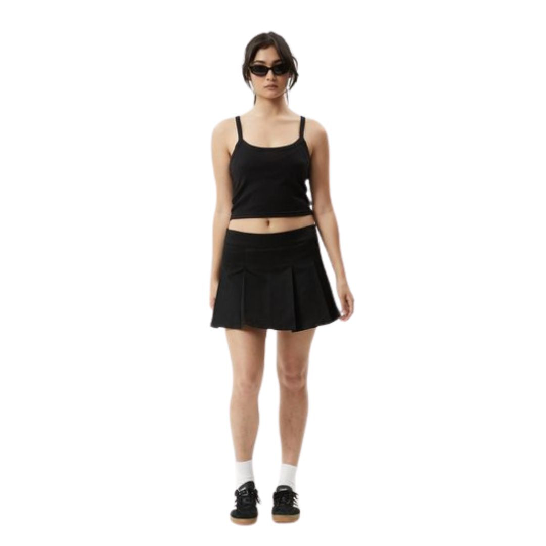 Afends Womens Carly Recycled Pleat Mini Skirt - Black