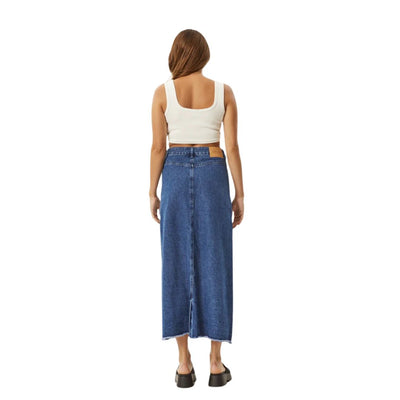 Afends Womens Chichi Hemp Denim Midi Skirt - Authentic Blue