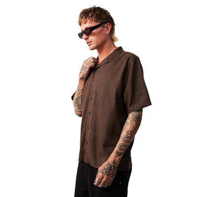 Afends Daily Hemp Cuban Short Sleeve Shirt - Coffee