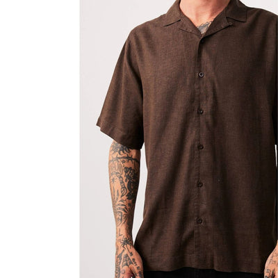 Afends Daily Hemp Cuban Short Sleeve Shirt - Coffee