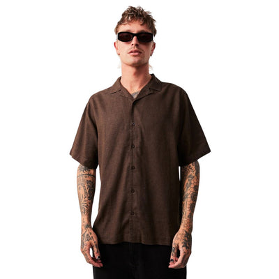 Afends Daily Hemp Cuban Short Sleeve Shirt - Coffee