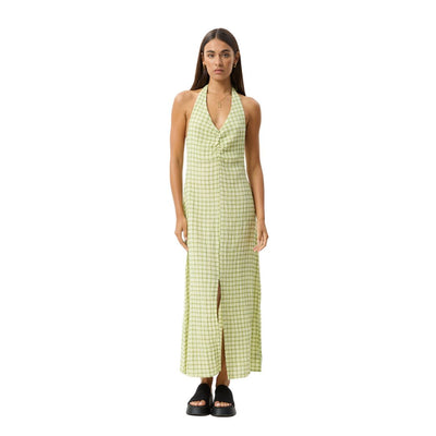 Afends Womens Darcy Check Maxi Dress - Lemongrass Check