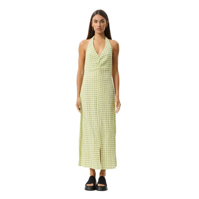 Afends Womens Darcy Check Maxi Dress - Lemongrass Check