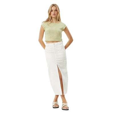 Afends Womens Darcy Check Top - Lemongrass Check