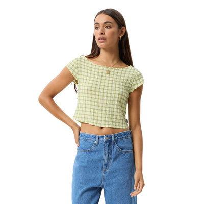 Afends Womens Darcy Check Top - Lemongrass Check