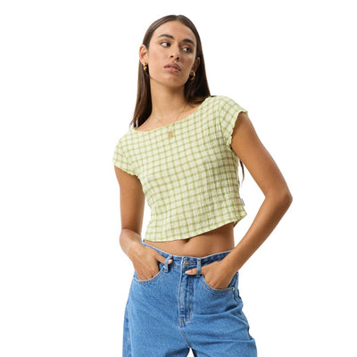 Afends Womens Darcy Check Top - Lemongrass Check