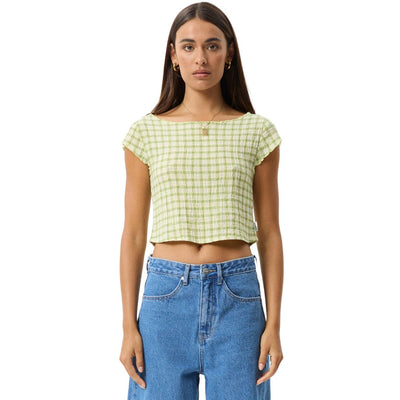 Afends Womens Darcy Check Top - Lemongrass Check