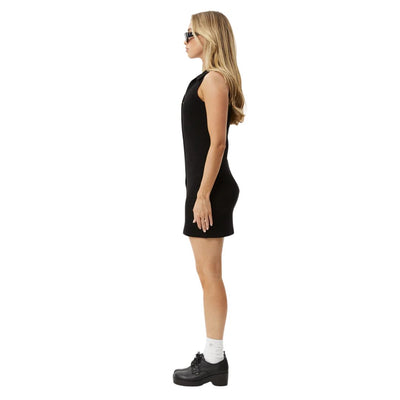 Afends Womens Eliza Rib Mini Dress - Black