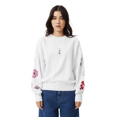 Afends Womens Flourish Recycled Crew Neck - White