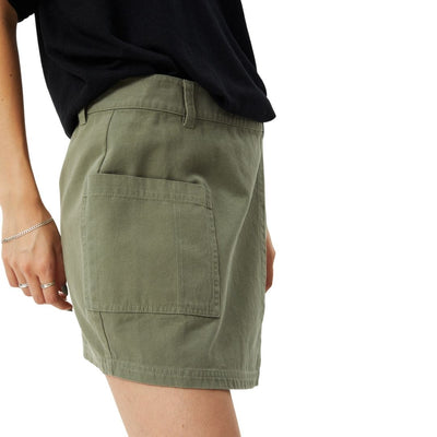 Afends Womens Fraser Recycled Utility Mini Skirt - Olive