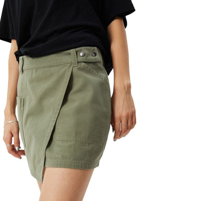 Afends Womens Fraser Recycled Utility Mini Skirt - Olive