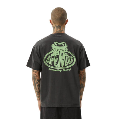 Afends Frogga Heavy Boxy Fit T-Shirt - Black Washed