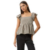 Afends Womens Gambet Check Top - Black Shell