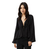 Afends Womens Grace Cupro Tie Blouse - Black