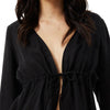 Afends Womens Grace Cupro Tie Blouse - Black