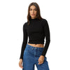 Afends Womens Iconic Hemp Rib Long Sleeve Top - Black