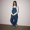 Afends Womens Louis Hemp Denim Oversized Overalls - Authentic Blue