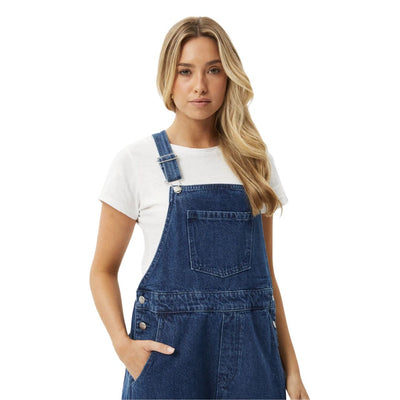 Afends Womens Louis Hemp Denim Oversized Overalls - Authentic Blue