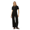 Afends Womens Miami Organic Denim Flared Leg Jumpsuit - Washed Black