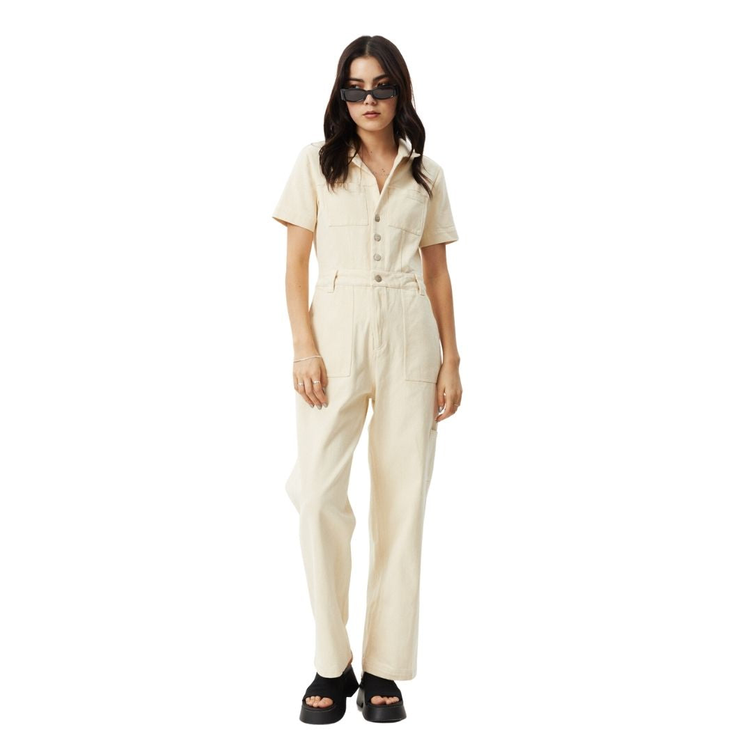 Afends Womens Mika Recycled Carpenter Jumpsuit - Sand