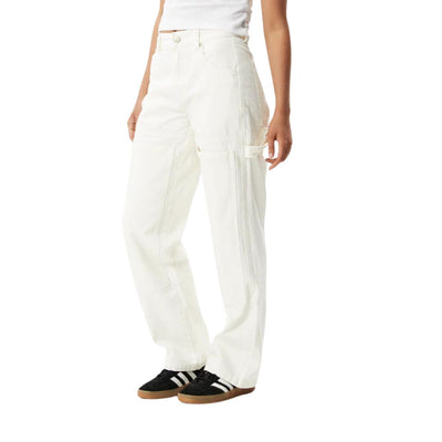 Afends Womens Moss Organic Denim Carpenter Jeans - Off White