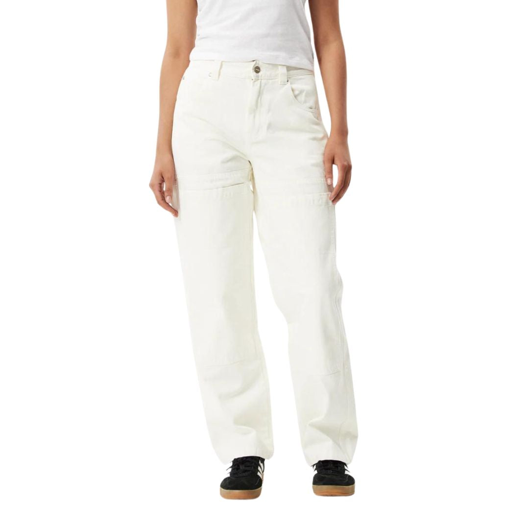 Afends Womens Moss Organic Denim Carpenter Jeans - Off White