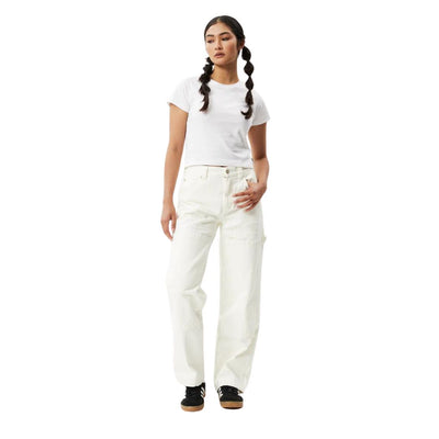 Afends Womens Moss Organic Denim Carpenter Jeans - Off White