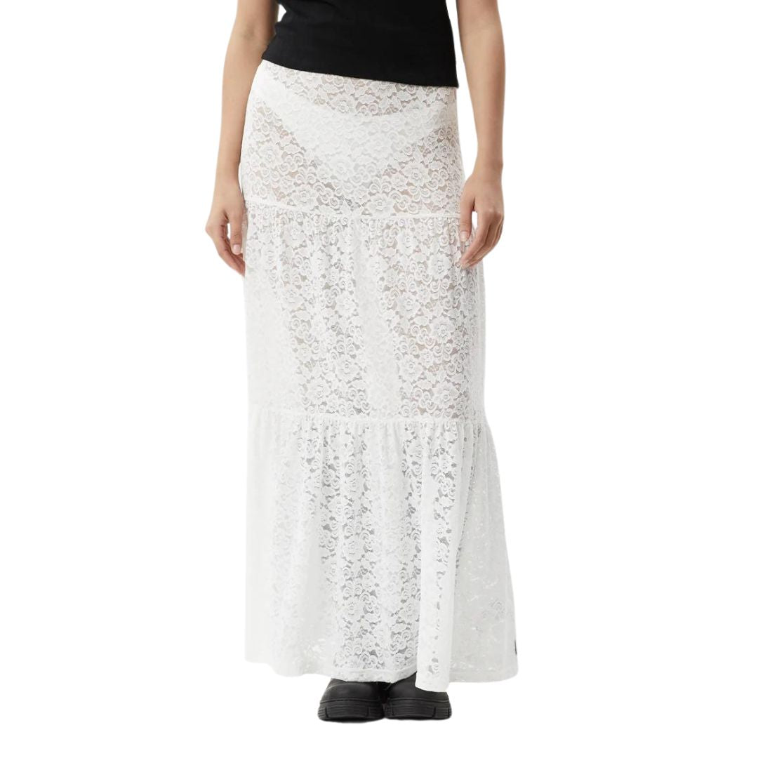 Afends Womens Lace Maxi Skirt - White