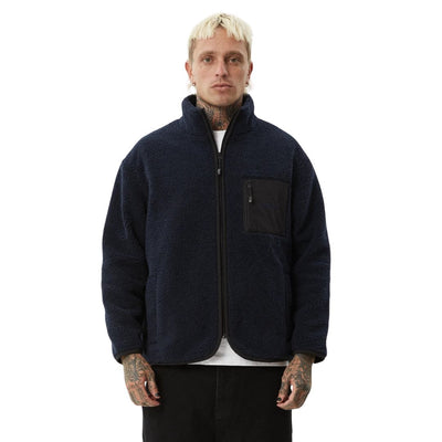 Afends Polarize Fleece Zip Up Jacket - Navy