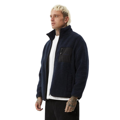 Afends Polarize Fleece Zip Up Jacket - Navy