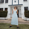 Afends Womens Position Seersucker Check Maxi Dress - Lake Check