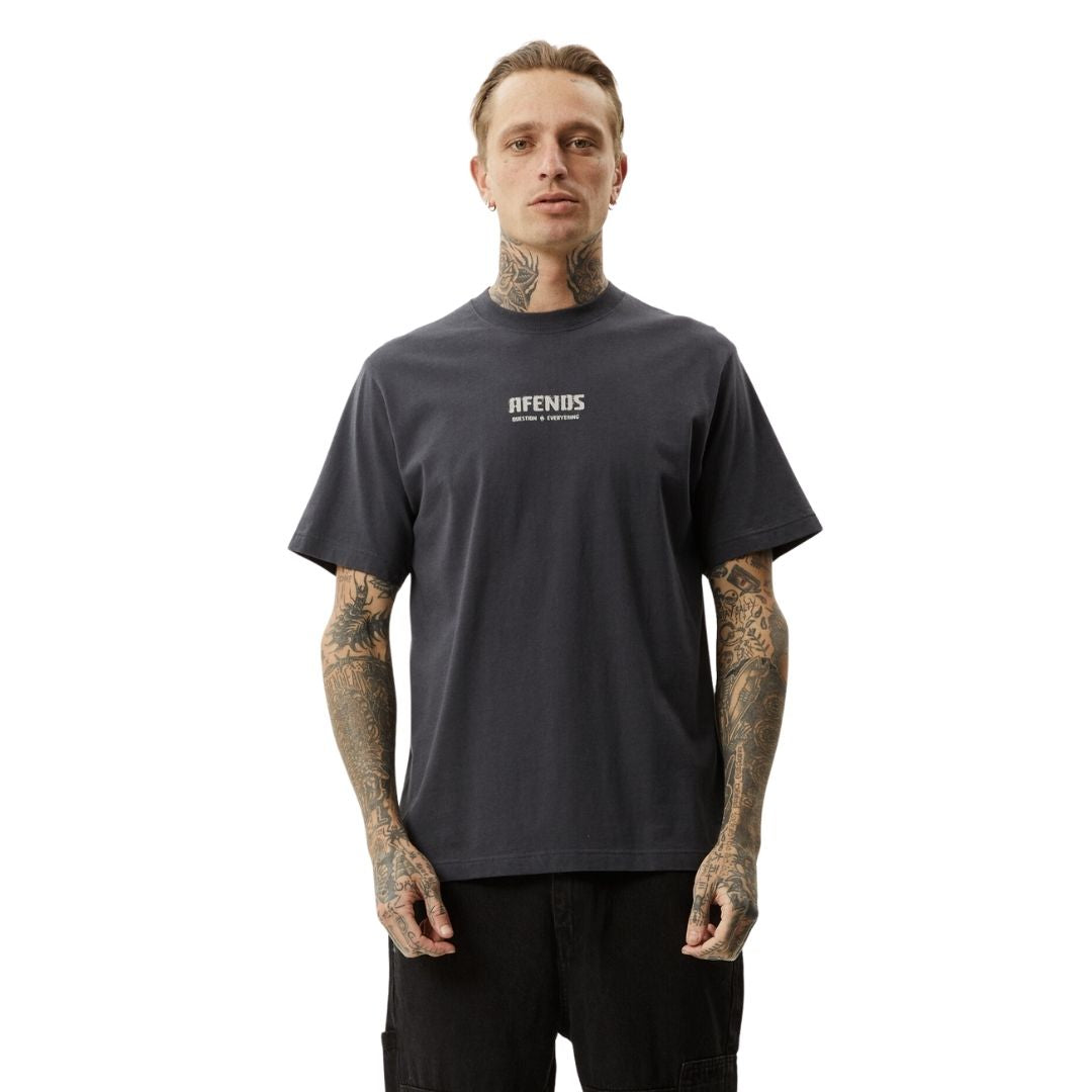 Afends Questions Recycled Retro Fit T-Shirt - Charcoal
