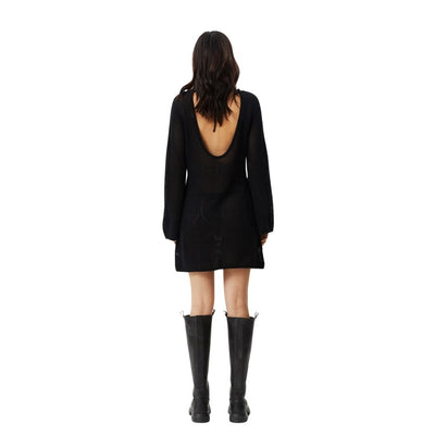 Afends Womens Riley Recycled Knit Mini Dress - Black