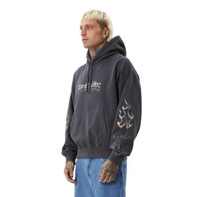 Afends Scorched Boxy Pull On Hoodie - Charcoal