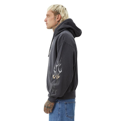 Afends Scorched Boxy Pull On Hoodie - Charcoal