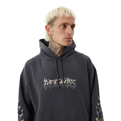 Afends Scorched Boxy Pull On Hoodie - Charcoal