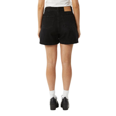 Afends Womens Seventy Threes Organic Denim Shorts - Washed Black