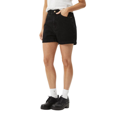 Afends Womens Seventy Threes Organic Denim Shorts - Washed Black