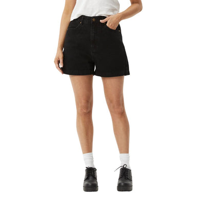 Afends Womens Seventy Threes Organic Denim Shorts - Washed Black