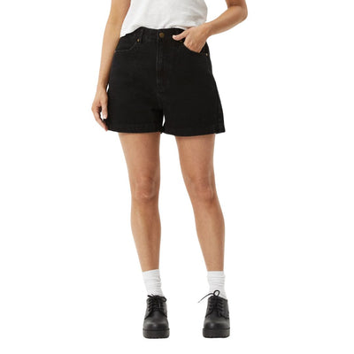 Afends Womens Seventy Threes Organic Denim Shorts - Washed Black