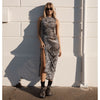 Afends Womens Silver Lining Recycled Sheer Maxi Dress - Chrome