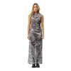 Afends Womens Silver Lining Recycled Sheer Maxi Dress - Chrome