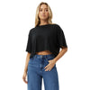 Afends Womens Slay Cropped Hemp Oversized T-Shirt - Black