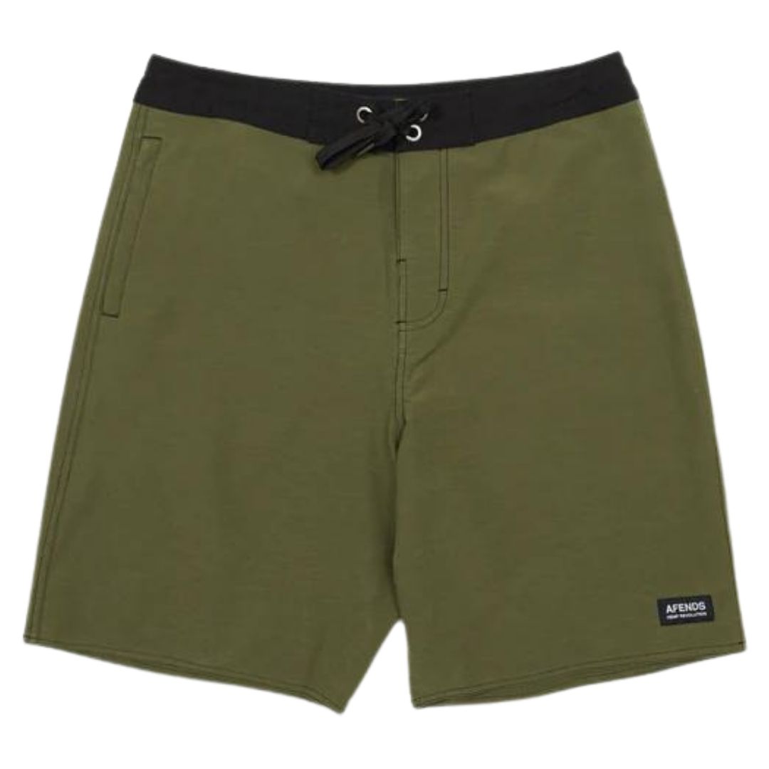 Afends Surf Related Hemp Fixed Waist 20" Boardshorts - Military