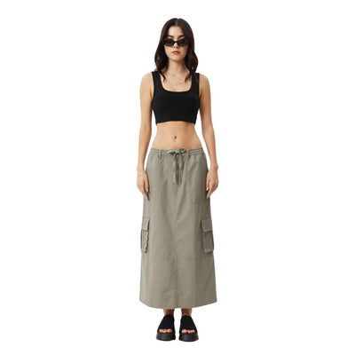 Afends Womens Tasman Organic Cargo Maxi Dress - Olive