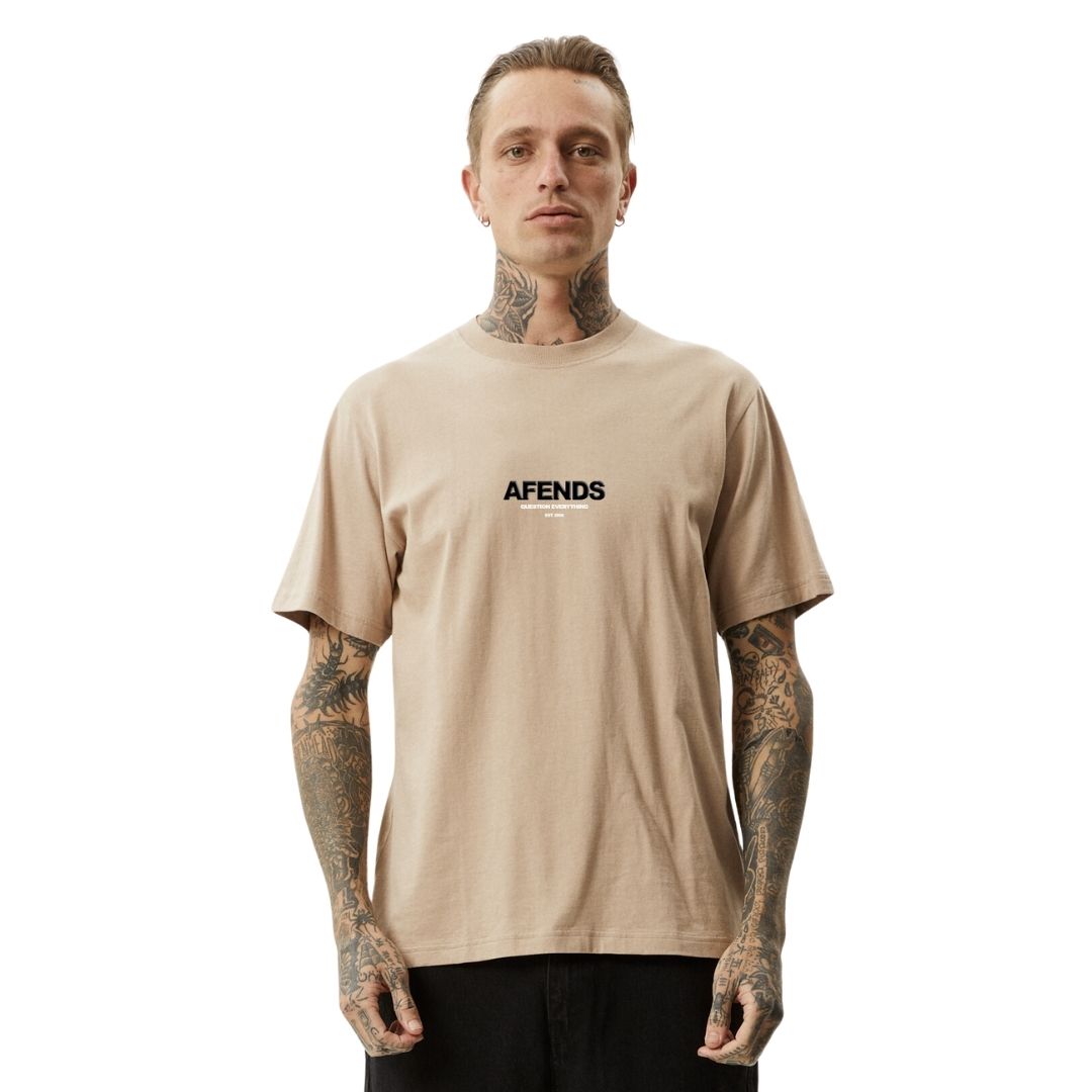 Afends Vinyl Recycled Retro Fit T-Shirt - Taupe