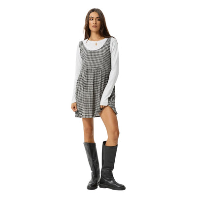 Afends Womens Asta Jesse Hemp Seersucker Mini Dress - Steel Check