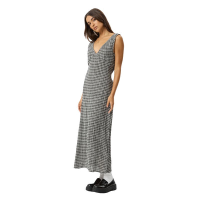 Afends Womens Asta Seersucker Maxi Dress - Steel Check